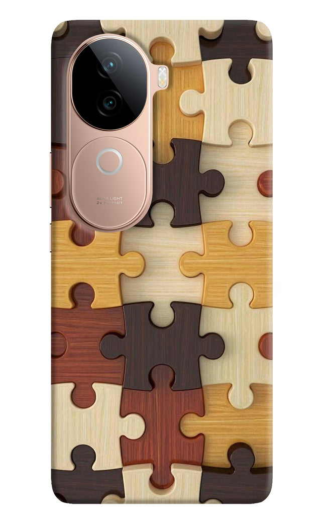 Wooden Puzzle Vivo V40e 5G Hard Case Back Cover by Casekaro