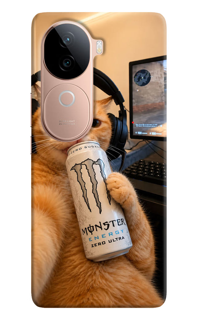 Gamer Cat Energy Vivo V40e 5G Hard Case Back Cover by Casekaro