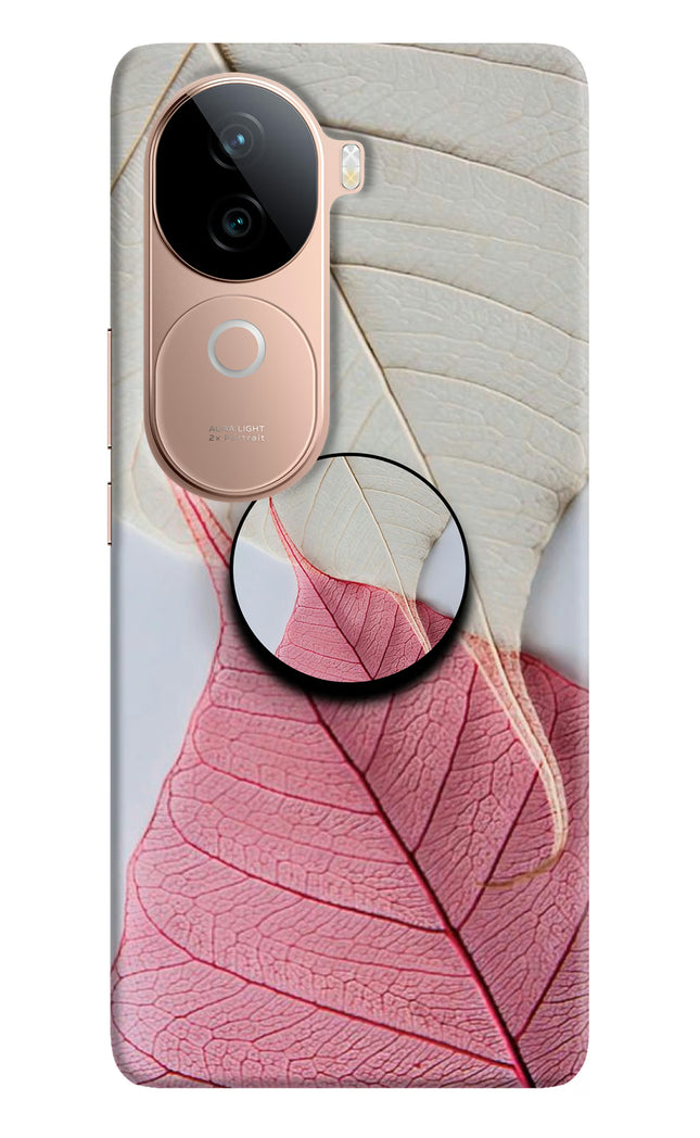 White Pink Leaf Vivo V40e 5G Pop Case by Casekaro