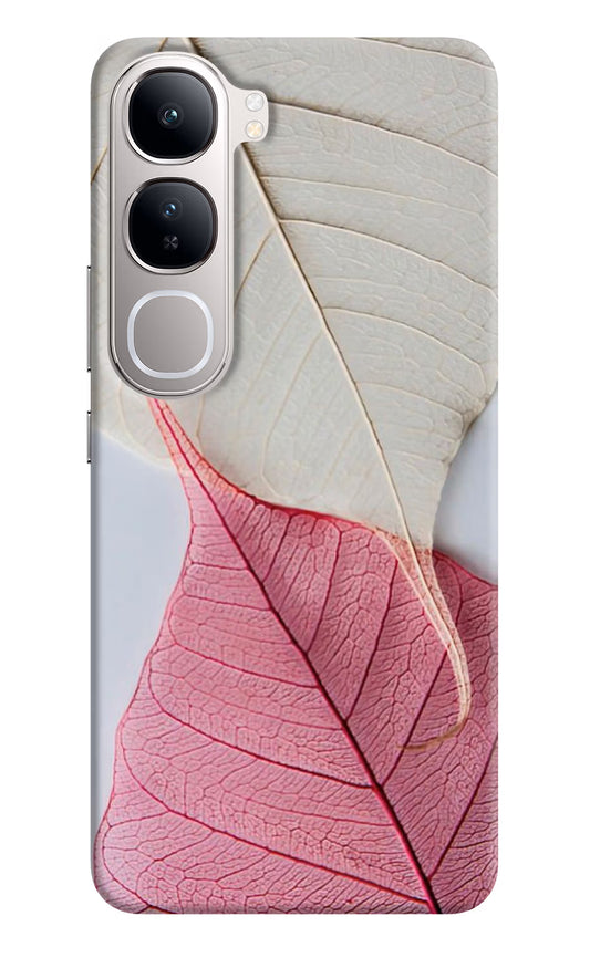 White Pink Leaf Vivo Y300 5G Back Cover