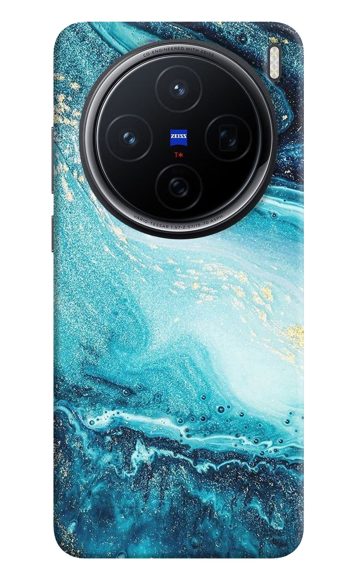 Blue Glitter Marble Vivo X200 5G Hard Case Back Cover by Casekaro