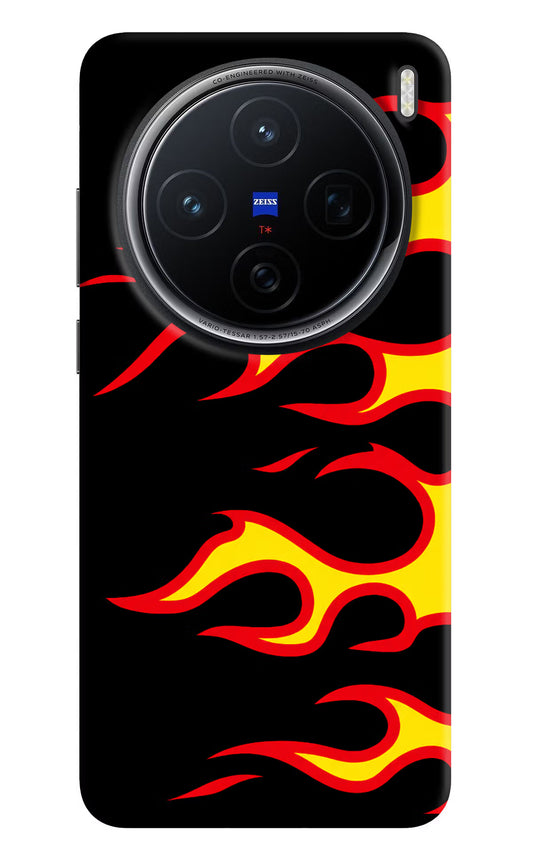 Side Sweep Flames Vivo X200 5G Hard Case Back Cover by Casekaro
