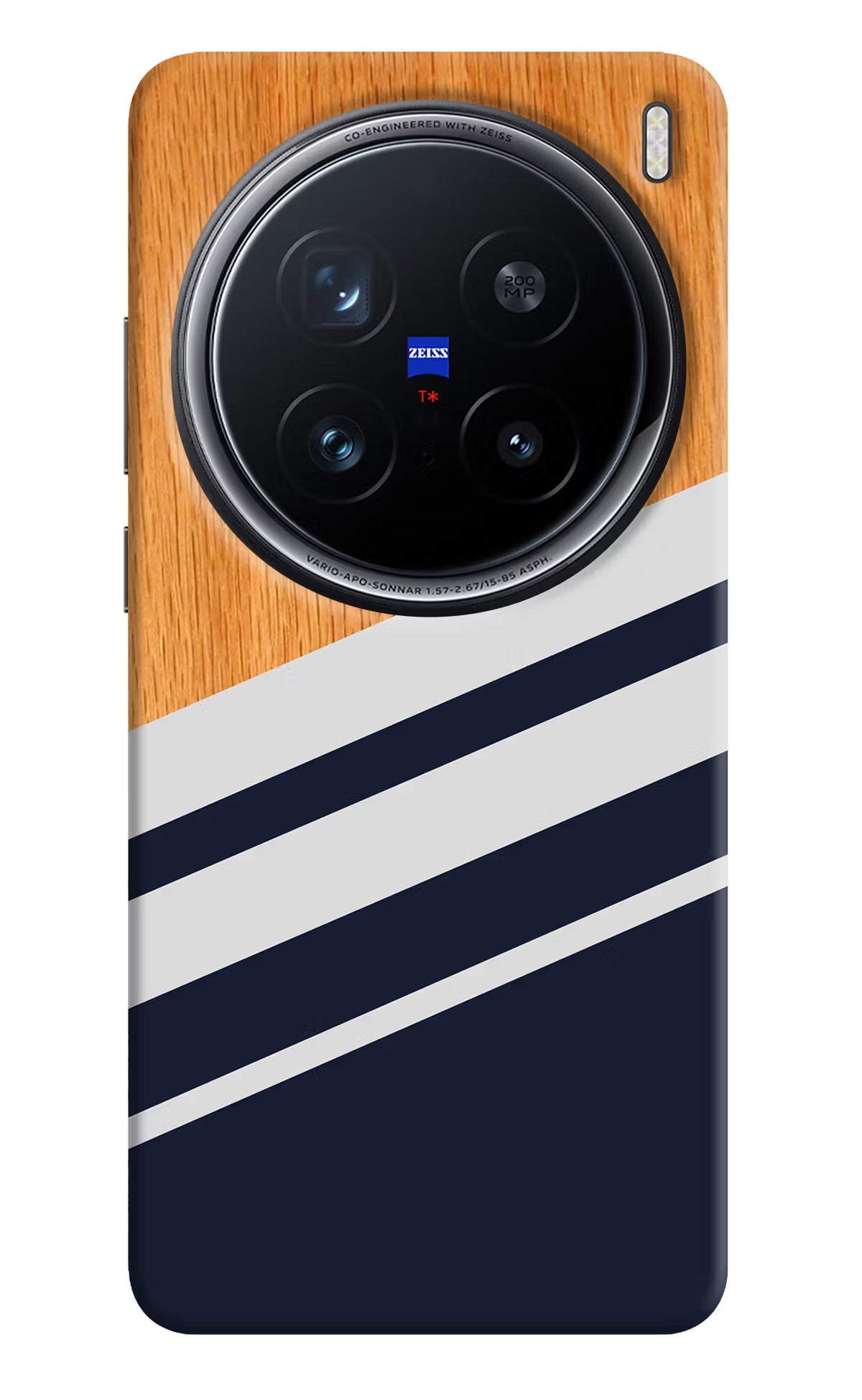 Blue and white wooden Vivo X200 Pro 5G Hard Case Back Cover by Casekaro