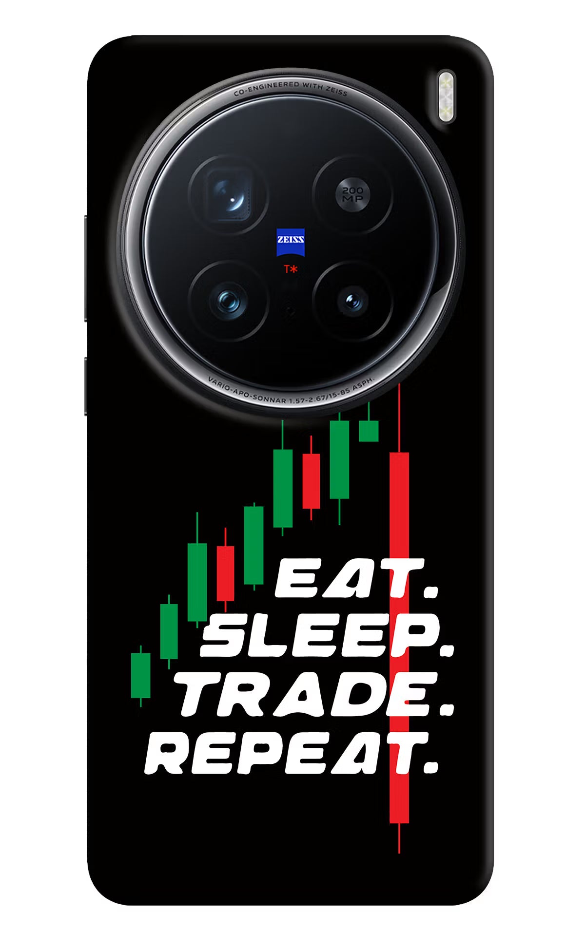 Eat Sleep Trade Repeat Vivo X200 Pro 5G Hard Case Back Cover by Casekaro