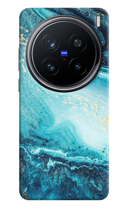 Blue Glitter Marble Vivo X200 Pro 5G Hard Case Back Cover by Casekaro