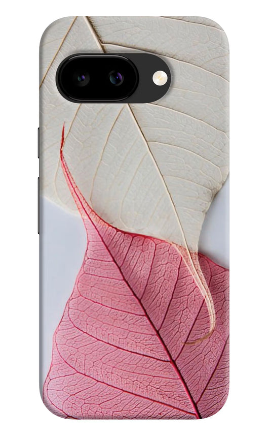 White Pink Leaf Google Pixel 9A Back Cover