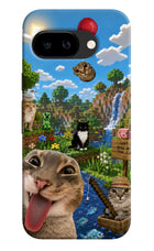 Minecraft Cat Chaos Google Pixel 9A Hard Case Back Cover by Casekaro