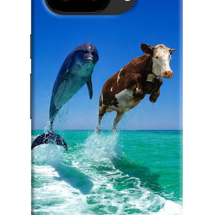 Dolphin vs Cow Google Pixel 9A Hard Case Back Cover by Casekaro