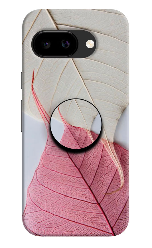 White Pink Leaf Google Pixel 9A Pop Case