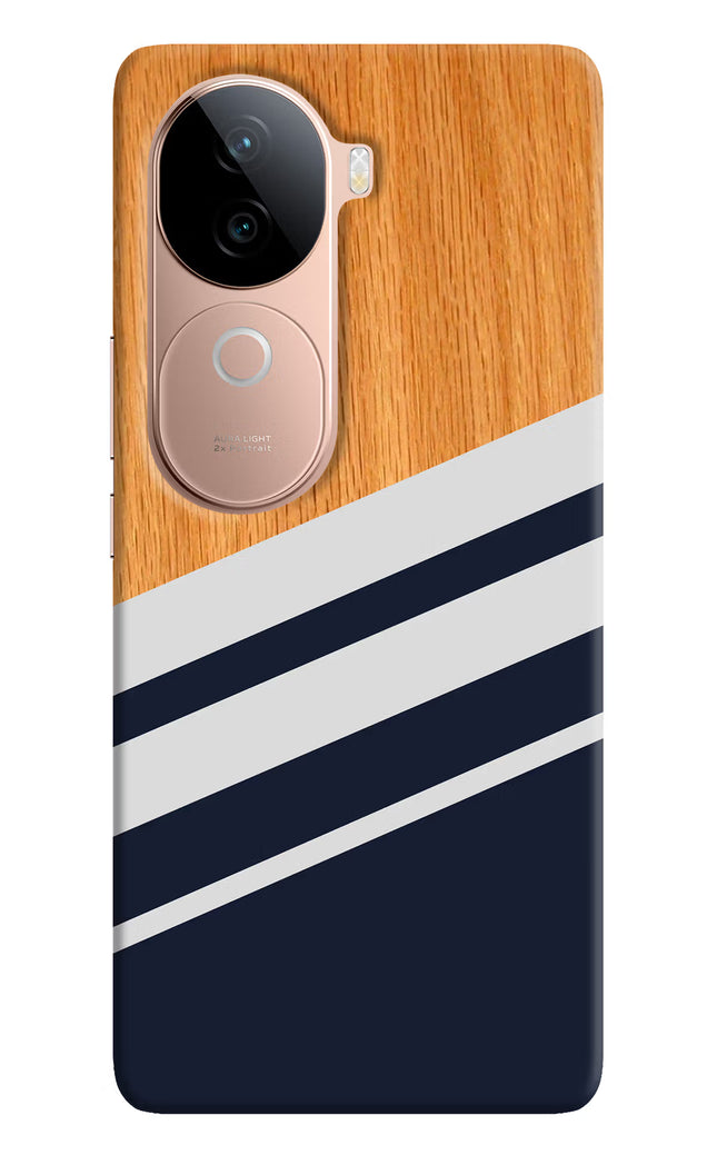 Blue and white wooden IQOO Z9s 5G Hard Case Back Cover by Casekaro