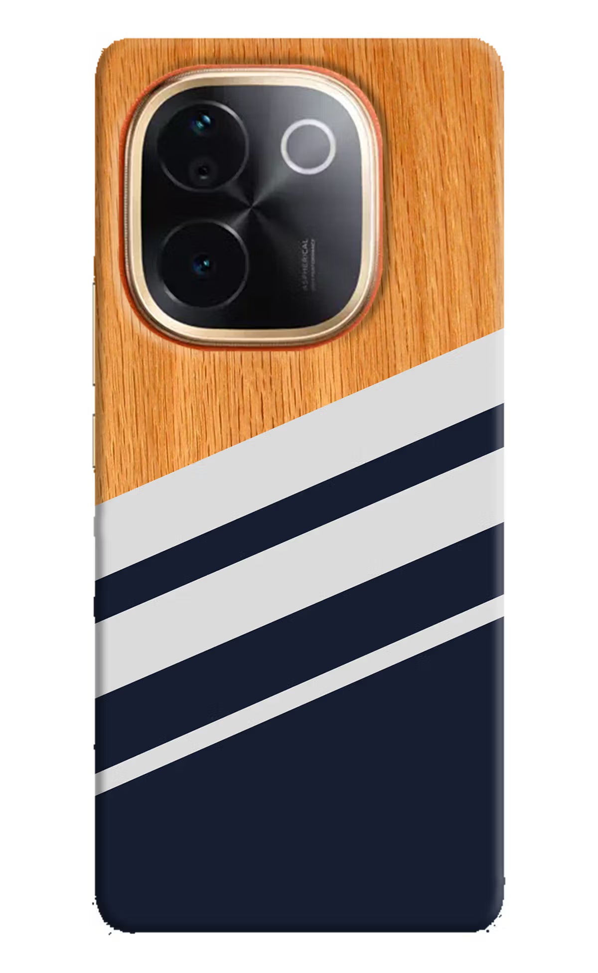 Blue and white wooden IQOO Z9S Pro 5G Hard Case Back Cover by Casekaro