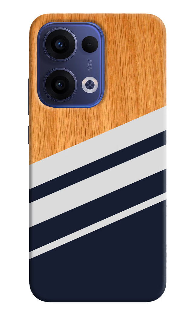 Blue and white wooden Oppo Reno13 5G Hard Case Back Cover by Casekaro