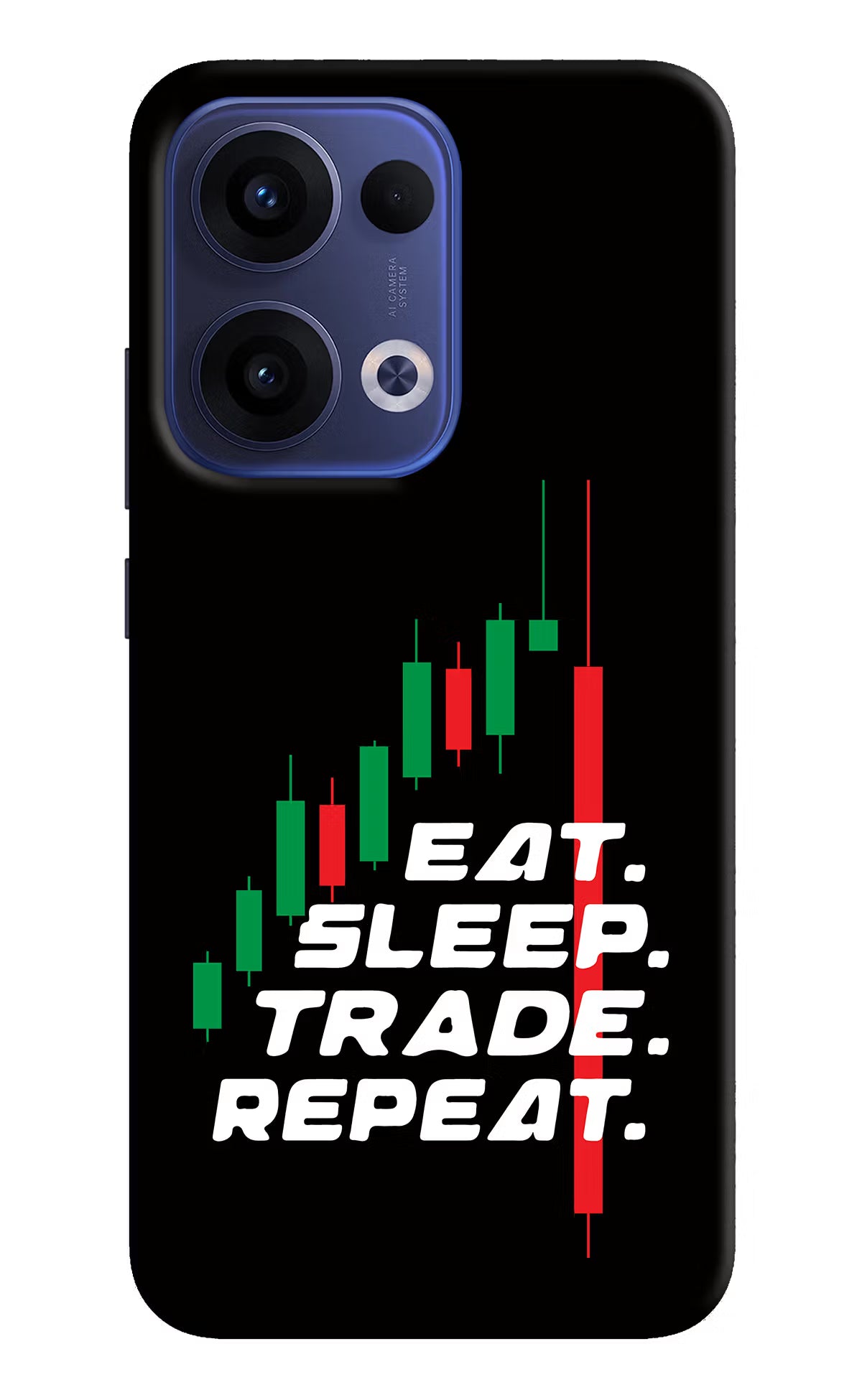 Eat Sleep Trade Repeat Oppo Reno13 5G Hard Case Back Cover by Casekaro