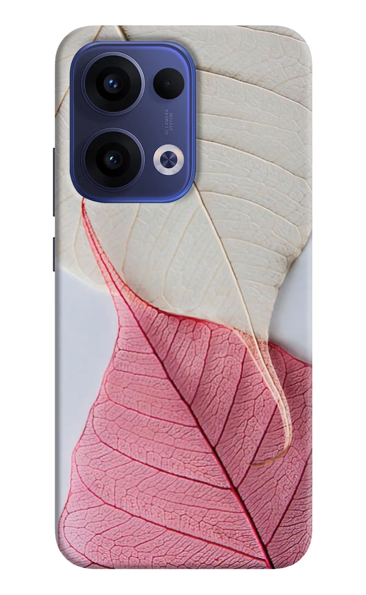 White Pink Leaf Oppo Reno13 5G Hard Case Back Cover by Casekaro