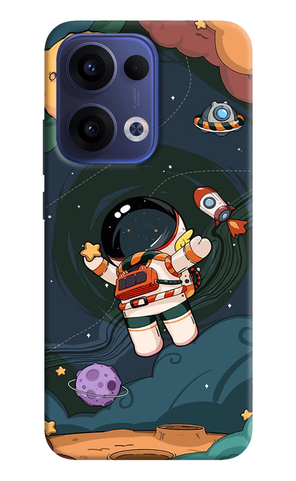 Cartoon Astronaut Oppo Reno13 5G Hard Case Back Cover by Casekaro