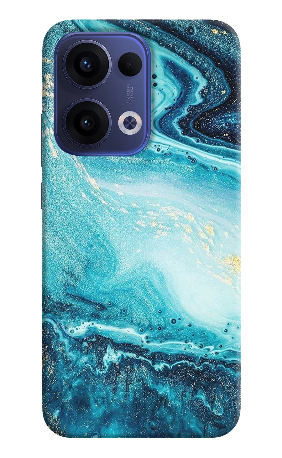 Blue Glitter Marble Oppo Reno13 5G Back Cover, Hard case