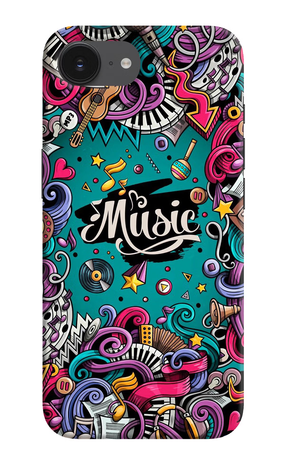 Music Graffiti iPhone 16e Hard Case Back Cover by Casekaro