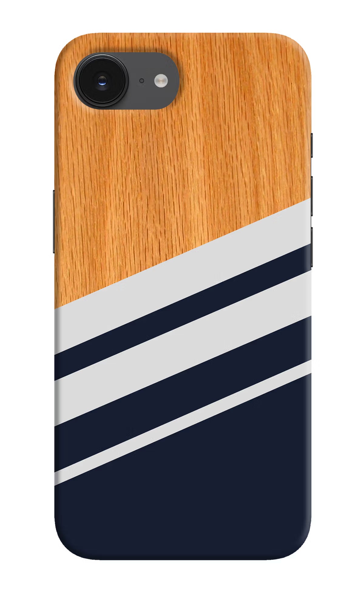 Blue and white wooden iPhone 16e Hard Case Back Cover by Casekaro