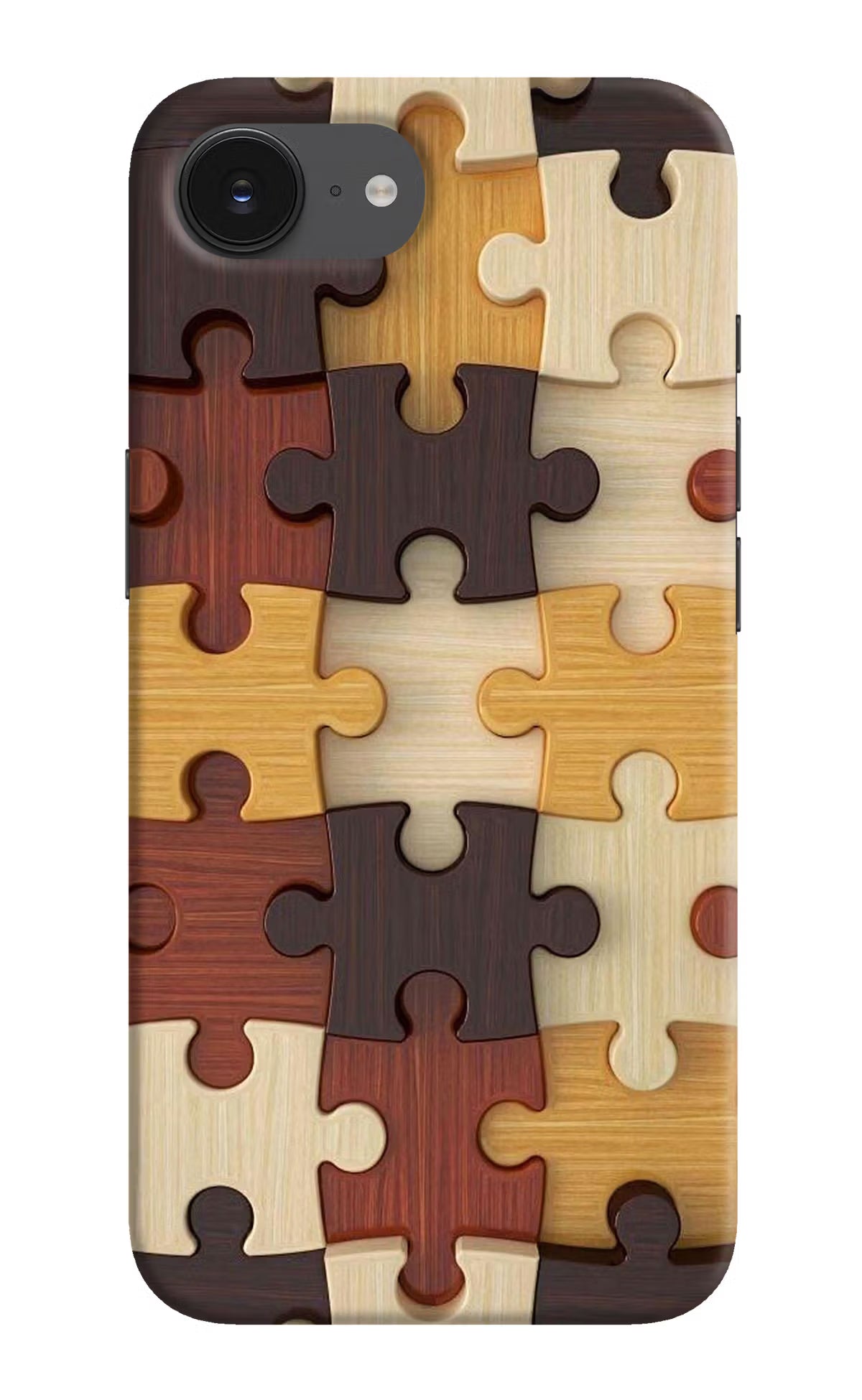 Wooden Puzzle iPhone 16e Hard Case Back Cover by Casekaro