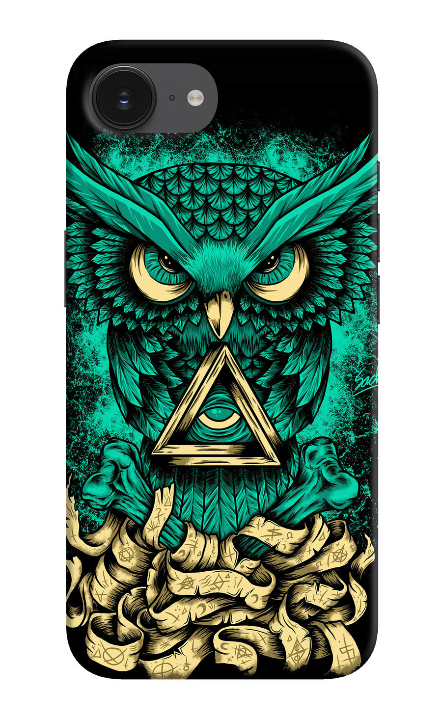 Green Owl iPhone 16e Back Cover, Hard case