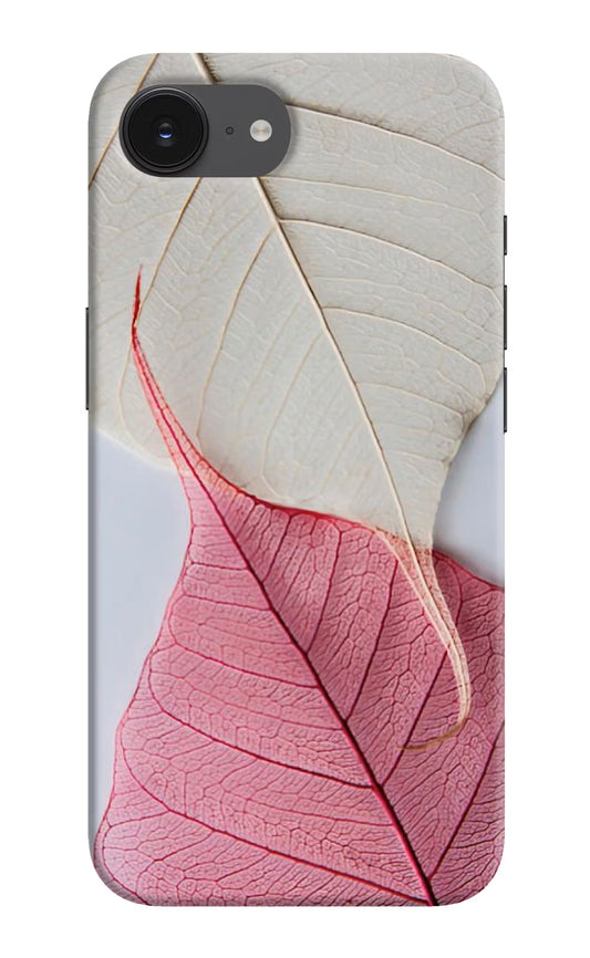 White Pink Leaf iPhone 16e Hard Case Back Cover by Casekaro