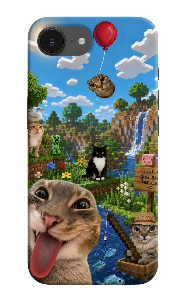 Minecraft Cat Chaos iPhone 16e Hard Case Back Cover by Casekaro