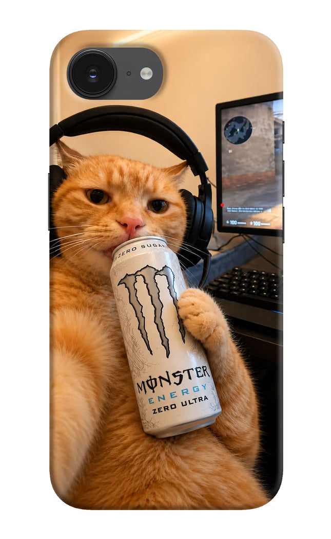 Gamer Cat Energy iPhone 16e Hard Case Back Cover by Casekaro