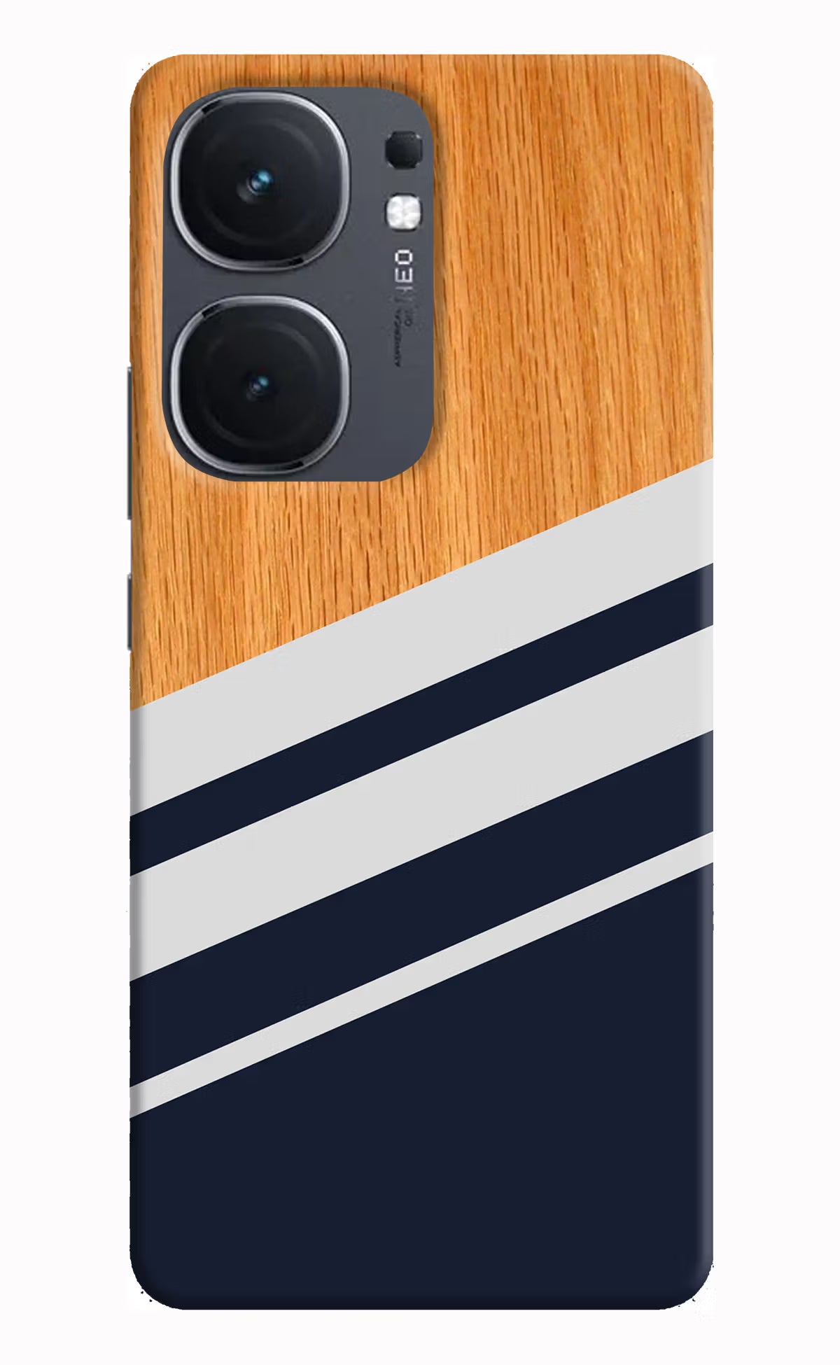 Blue and white wooden IQOO Neo9 Pro Hard Case Back Cover by Casekaro