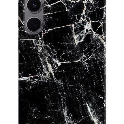 Black Marble Texture Samsung S24 FE 5G Hard Case Back Cover by Casekaro