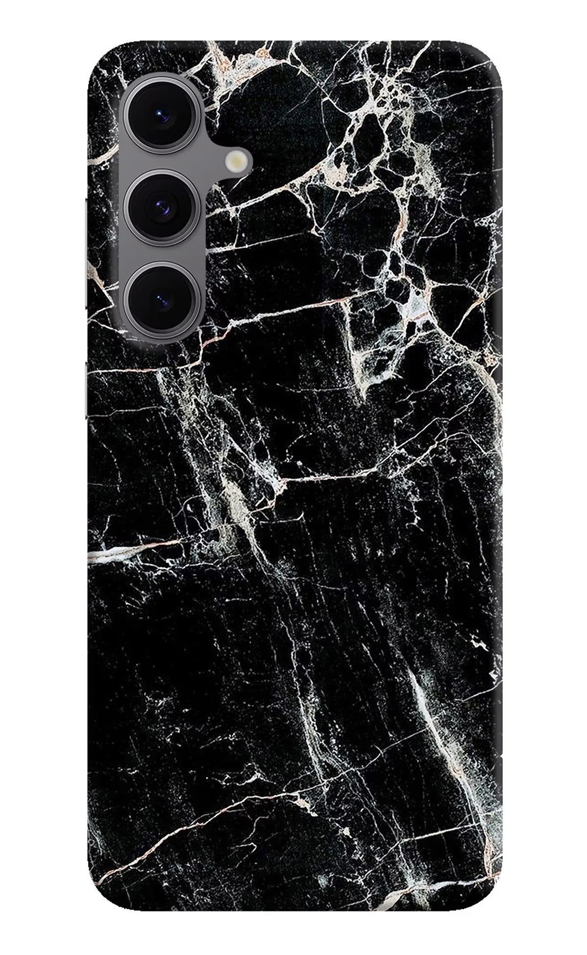 Black Marble Texture Samsung S24 FE 5G Hard Case Back Cover by Casekaro