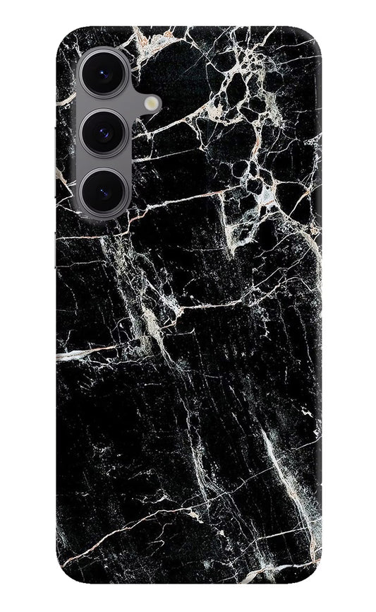 Black Marble Texture Samsung S24 FE 5G Hard Case Back Cover by Casekaro