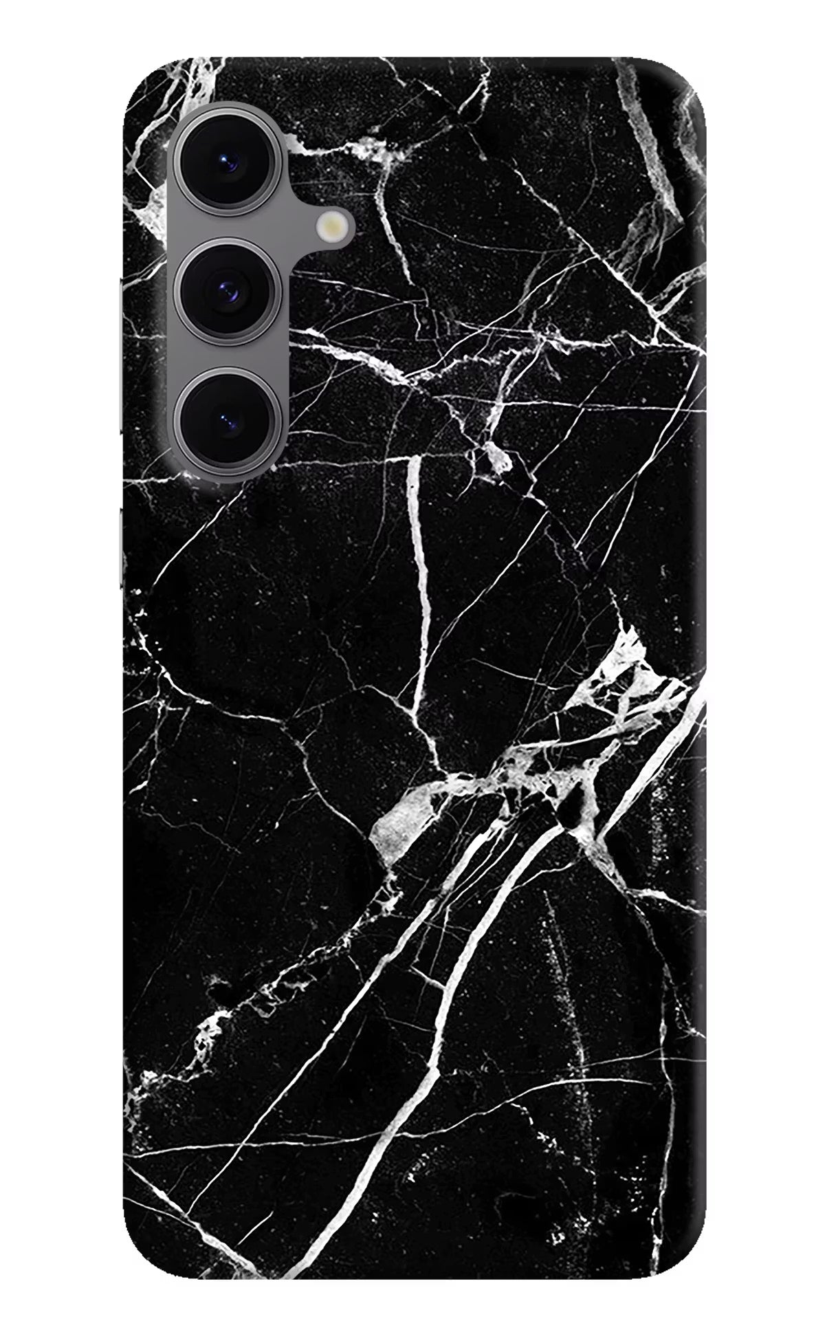 Black Marble Pattern Samsung S24 FE 5G Hard Case Back Cover by Casekaro
