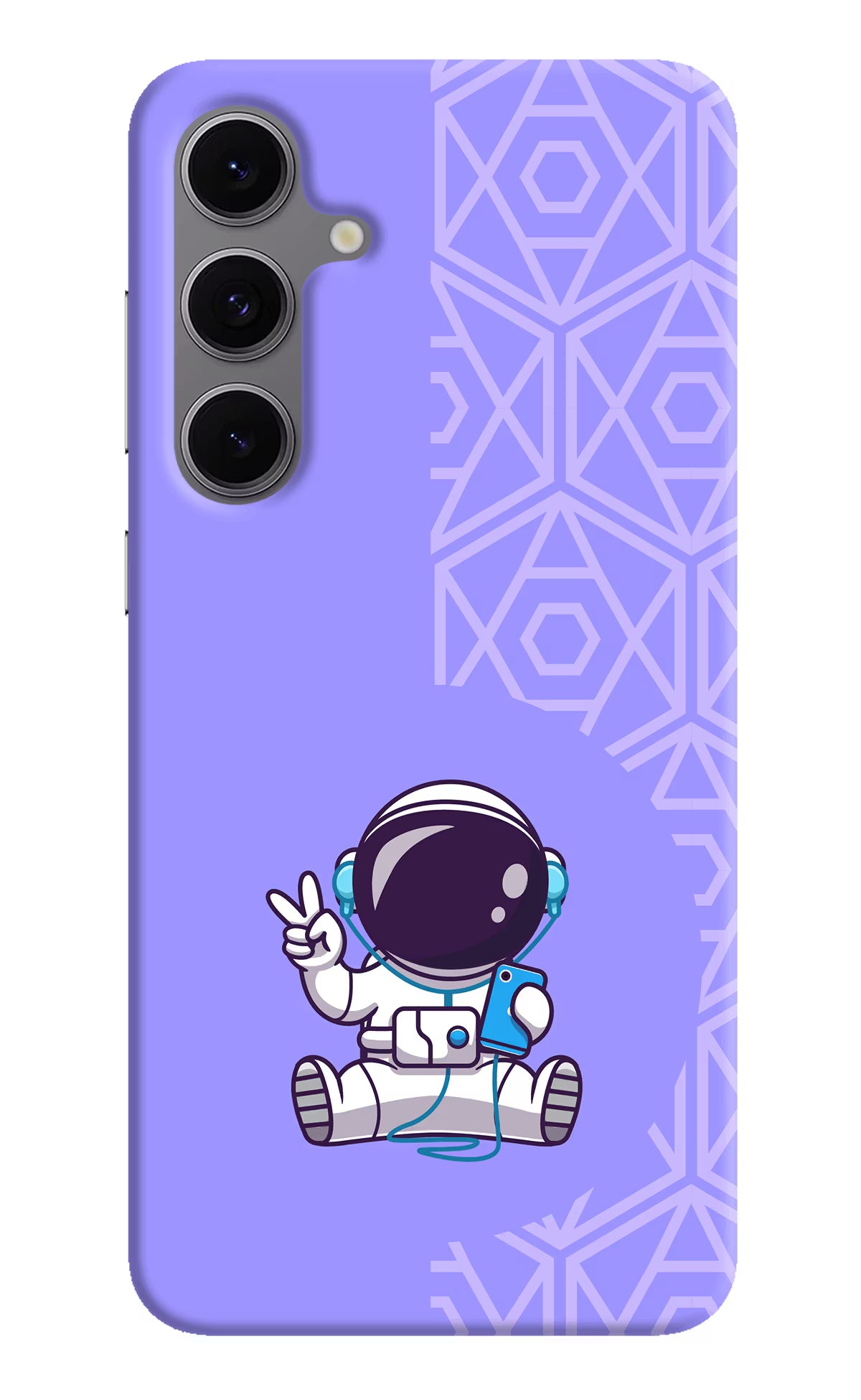 Cute Astronaut Chilling Samsung S24 FE 5G Hard Case Back Cover by Casekaro
