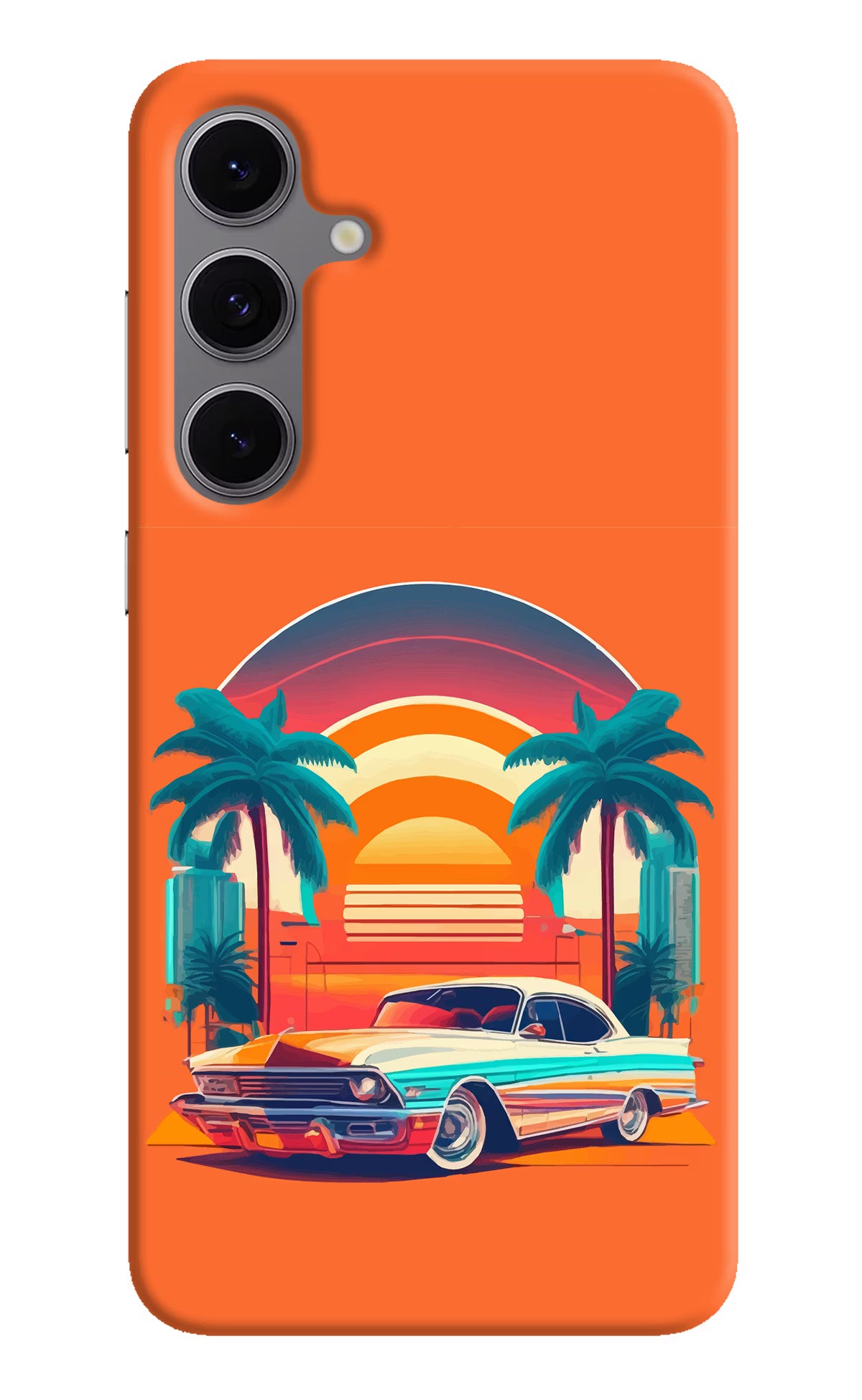 Palm Drive 80s Samsung S24 FE 5G Hard Case Back Cover by Casekaro