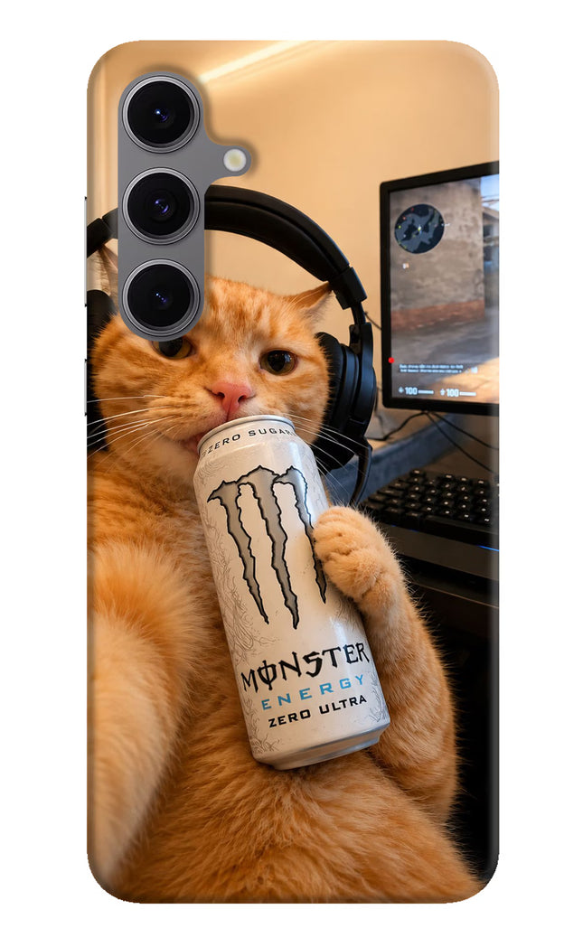 Gamer Cat Energy Samsung S24 FE 5G Hard Case Back Cover by Casekaro
