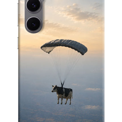 Skydiving Cow Samsung S24 FE 5G Hard Case Back Cover by Casekaro