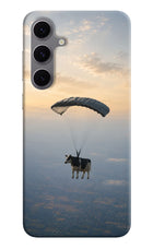 Skydiving Cow Samsung S24 FE 5G Hard Case Back Cover by Casekaro