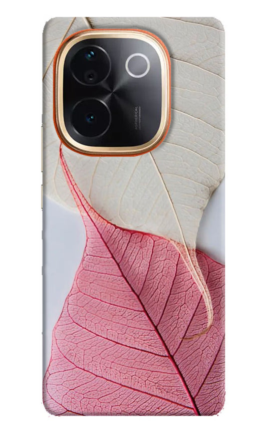 White Pink Leaf Vivo T3 Pro 5G Hard Case Back Cover by Casekaro