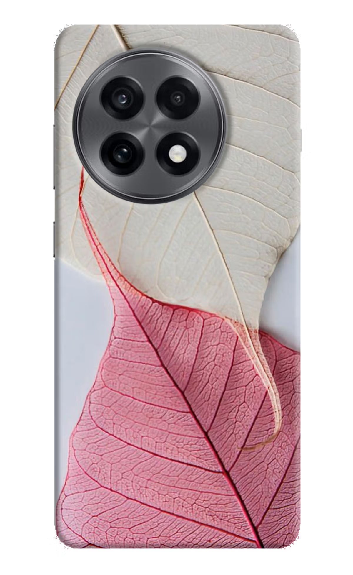 White Pink Leaf OnePlus 13R Hard Case Back Cover by Casekaro