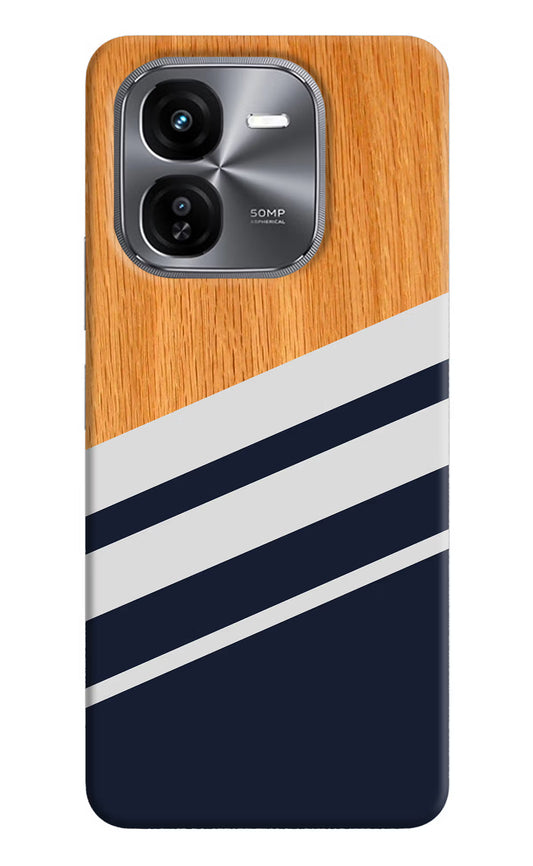 Blue and white wooden iQOO Z9X Hard Case Back Cover by Casekaro