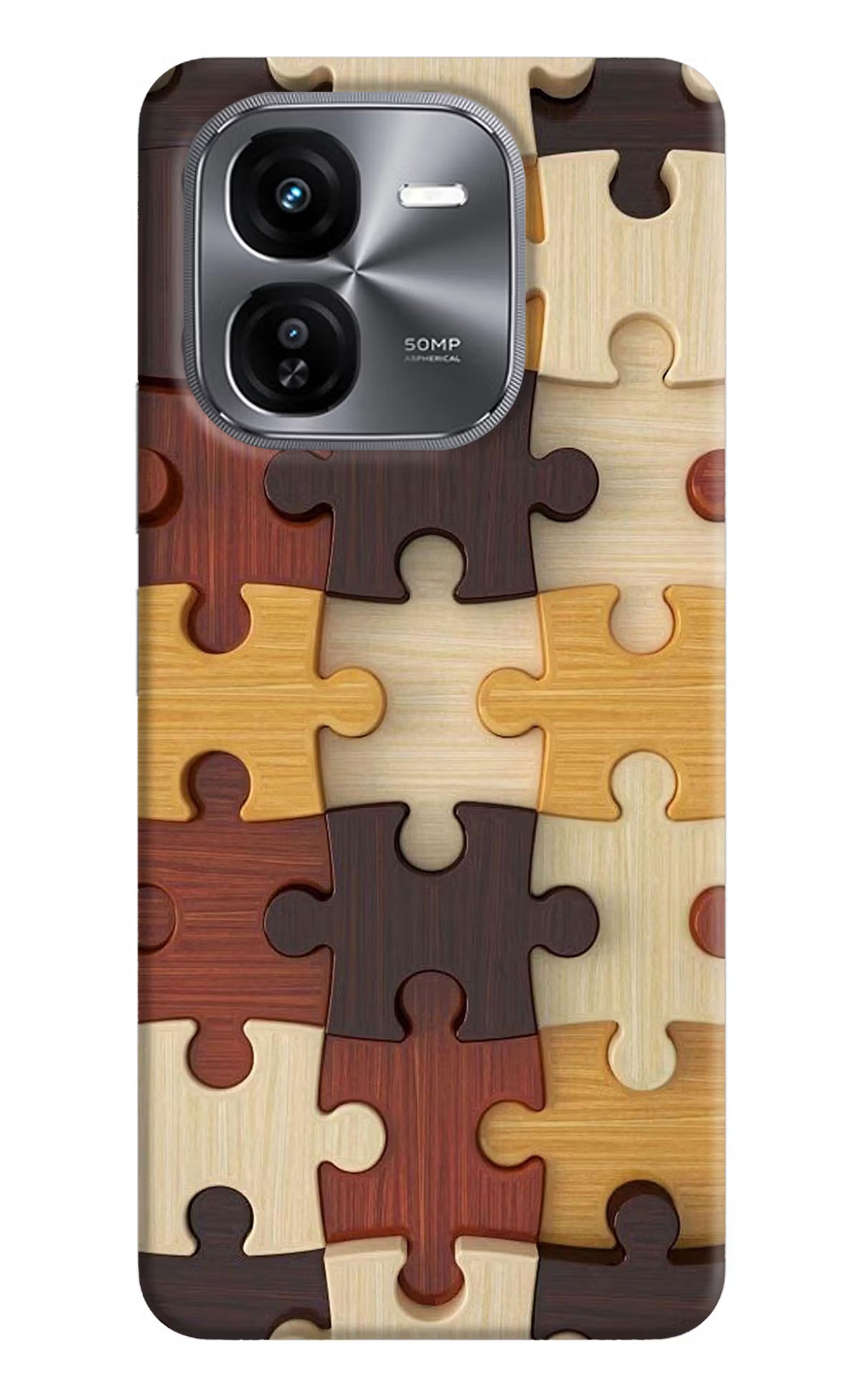 Wooden Puzzle iQOO Z9X Hard Case Back Cover by Casekaro