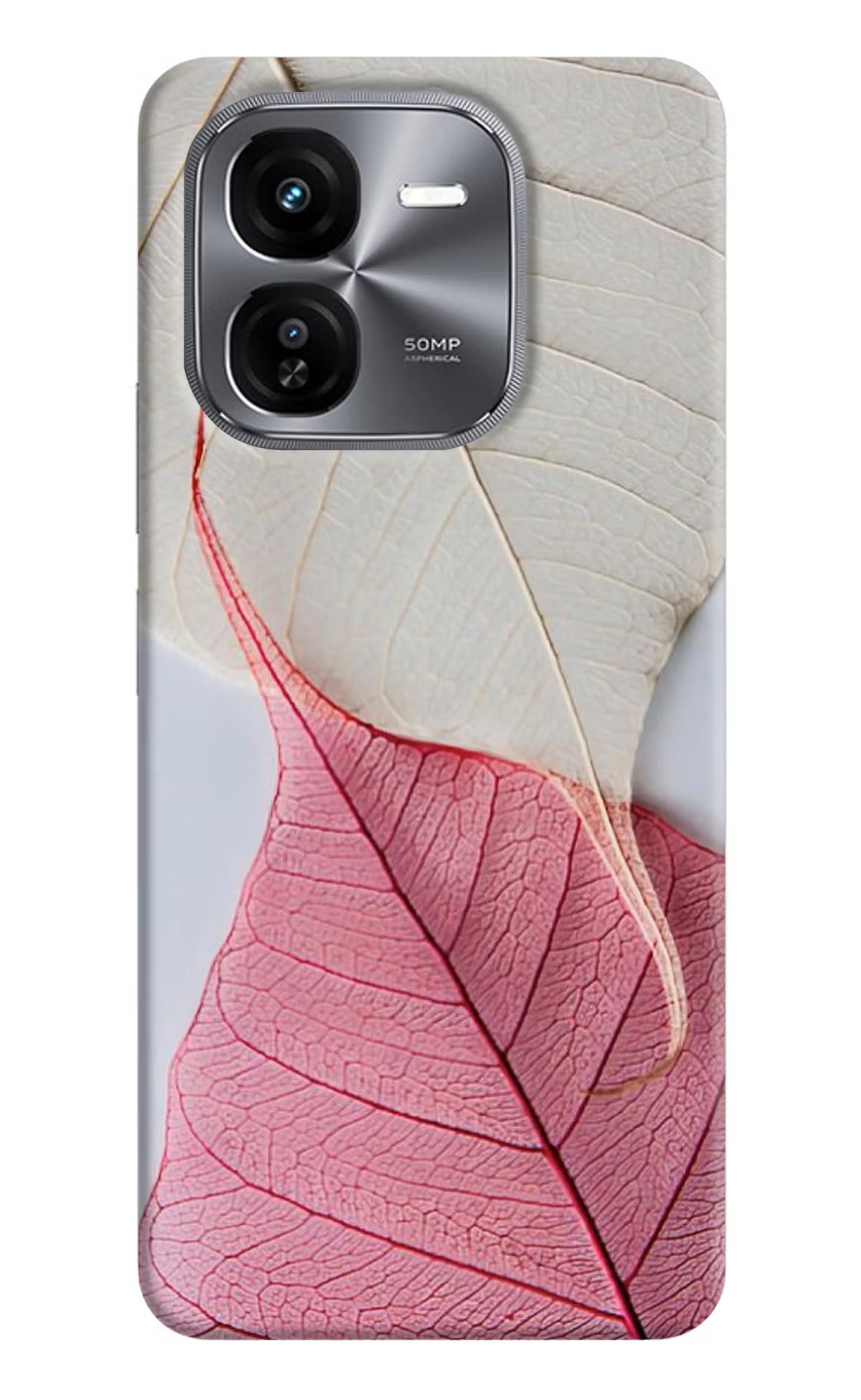 White Pink Leaf iQOO Z9X Hard Case Back Cover by Casekaro