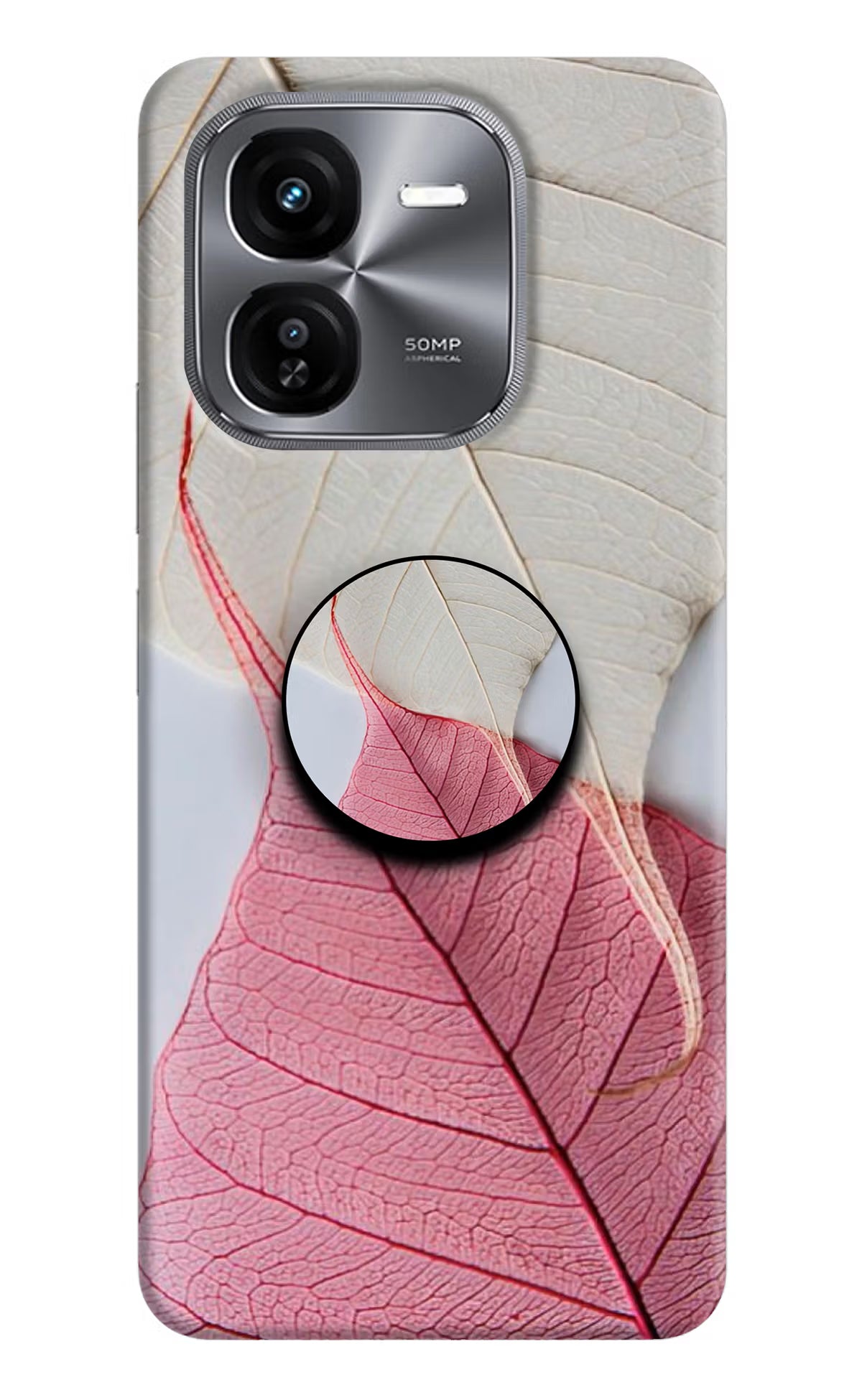 White Pink Leaf iQOO Z9X Pop Case by Casekaro