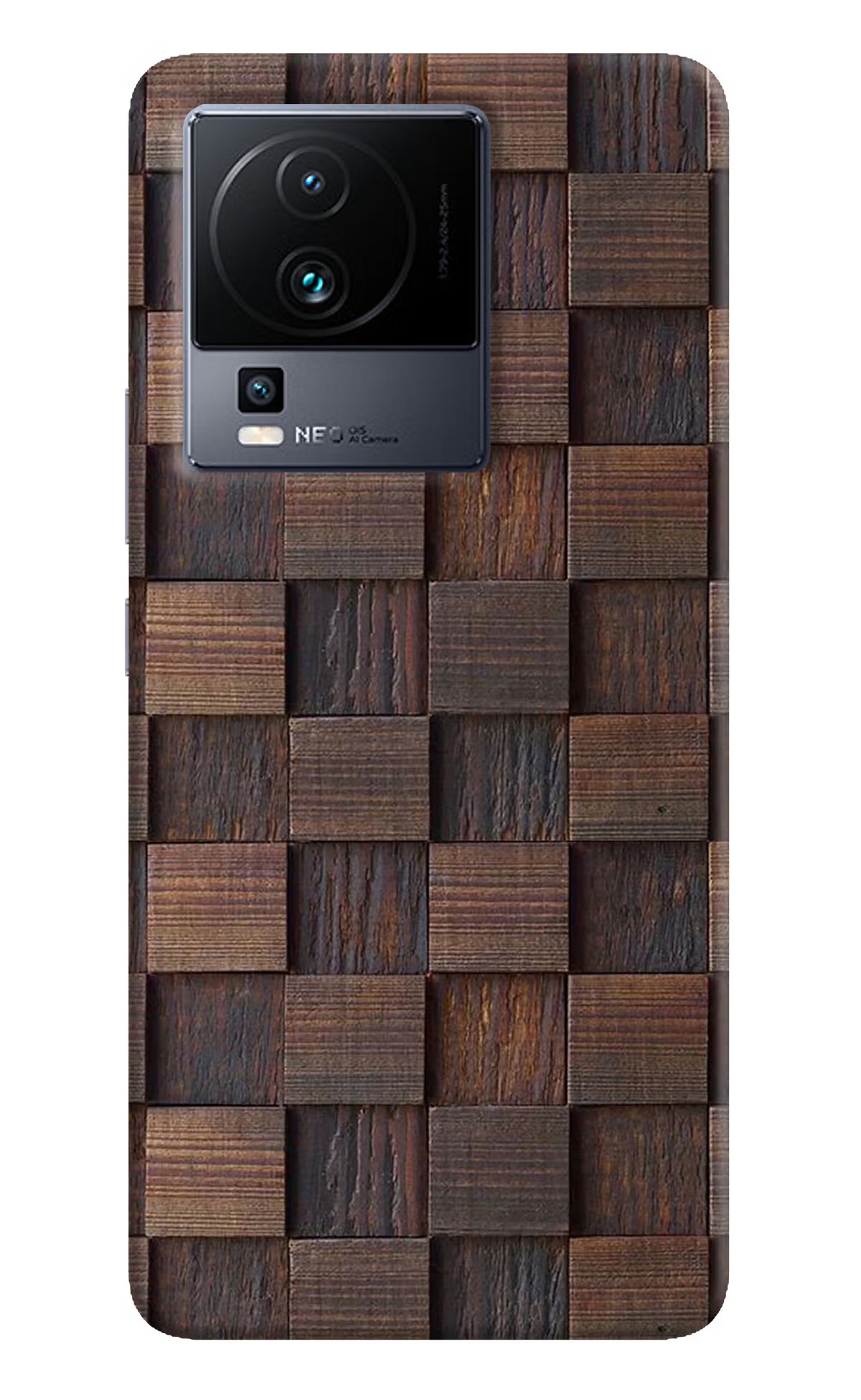 Wooden Cube Design iQOO Neo 7 Hard Case Back Cover by Casekaro
