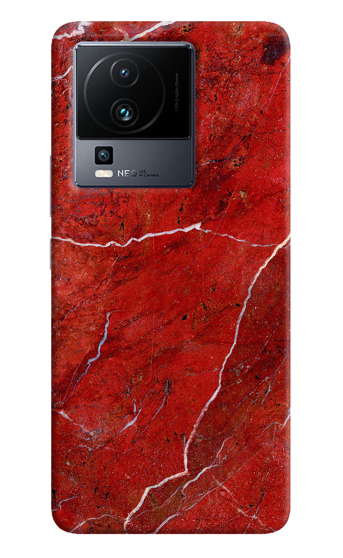 Red Marble Design iQOO Neo 7 Hard Case Back Cover by Casekaro