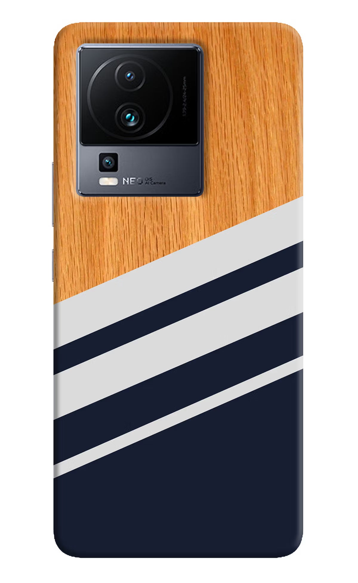 Blue and white wooden iQOO Neo 7 Hard Case Back Cover by Casekaro
