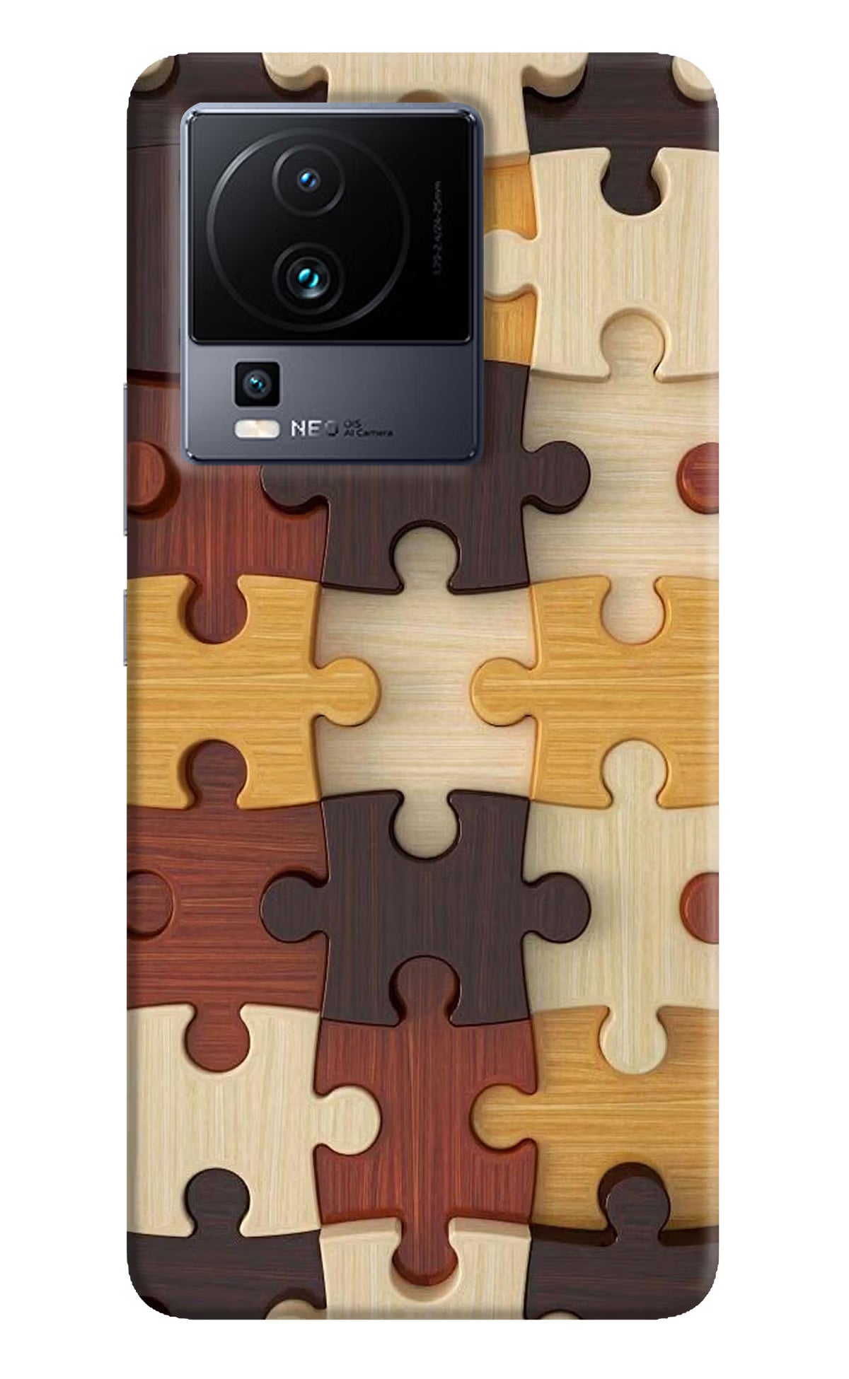 Wooden Puzzle iQOO Neo 7 Hard Case Back Cover by Casekaro