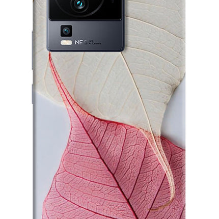 White Pink Leaf iQOO Neo 7 Hard Case Back Cover by Casekaro