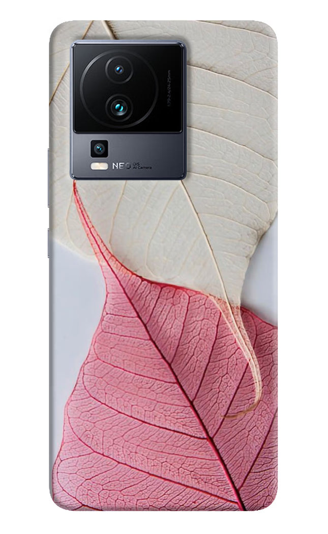 White Pink Leaf iQOO Neo 7 Hard Case Back Cover by Casekaro