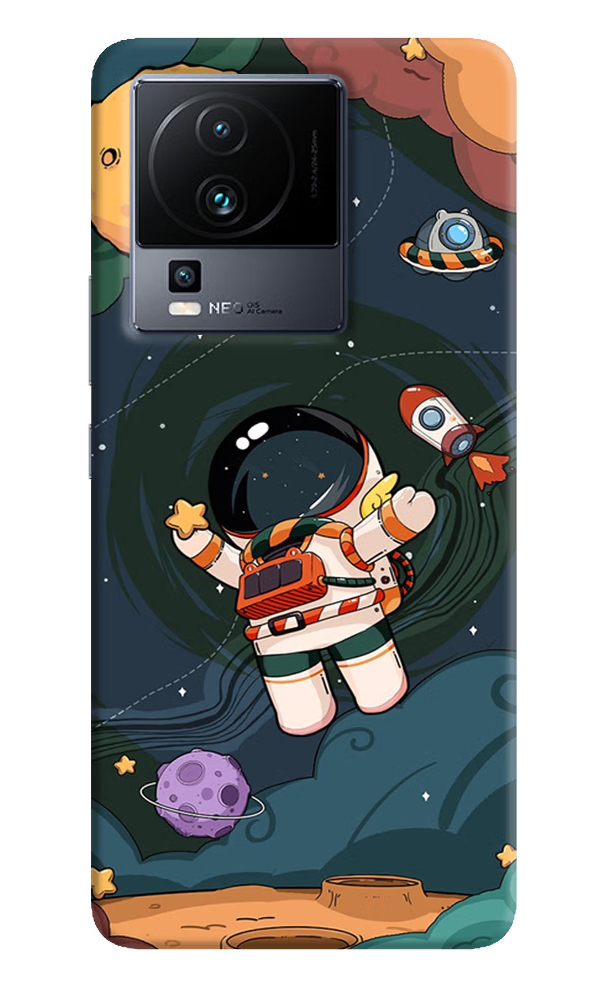Cartoon Astronaut iQOO Neo 7 Hard Case Back Cover by Casekaro